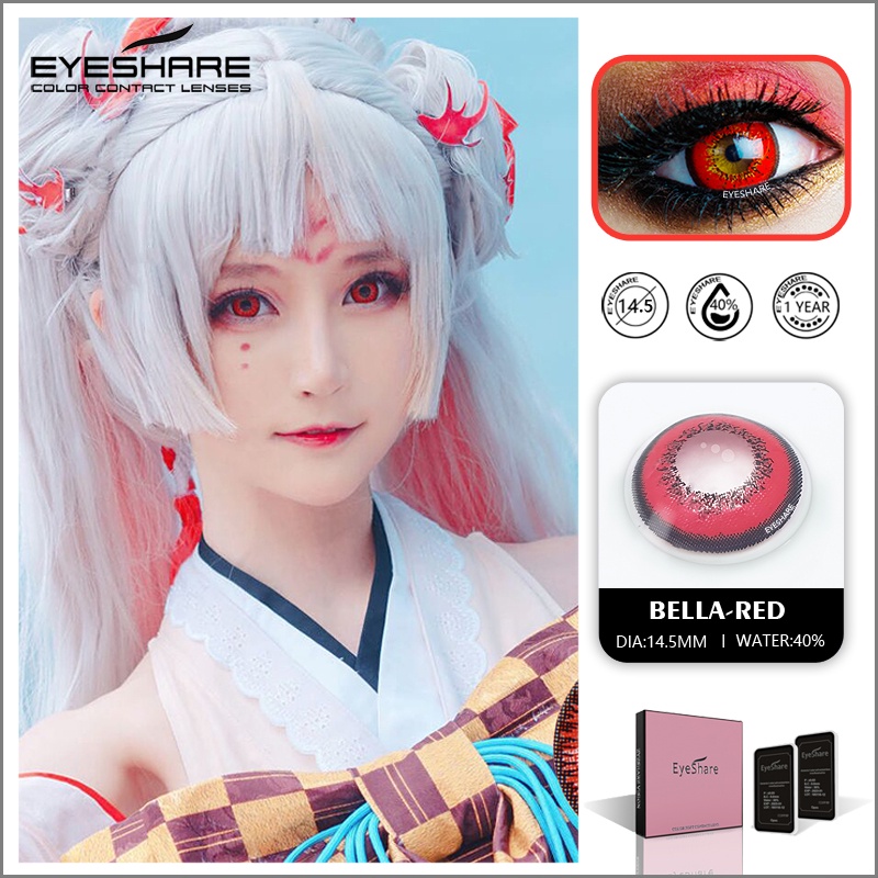 1 Cặp Kính Áp Tròng Màu Đỏ Hình Anime Naruto Dùng Trang Điểm Hóa Trang Dịp Halloween 0.00 Độ