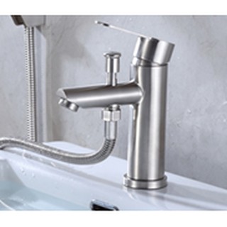 Vòi chậu liền sen nóng lạnh chậu 1 chân bằng inox 304 BVN 202 + 1 bộ dây bát sen