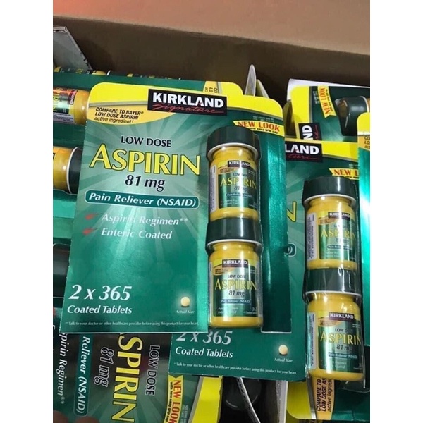 Aspirin.81mg.Kirkland.365 Viên. [SET 2 HỦ] Chuẩn Bill Mỹ Costco