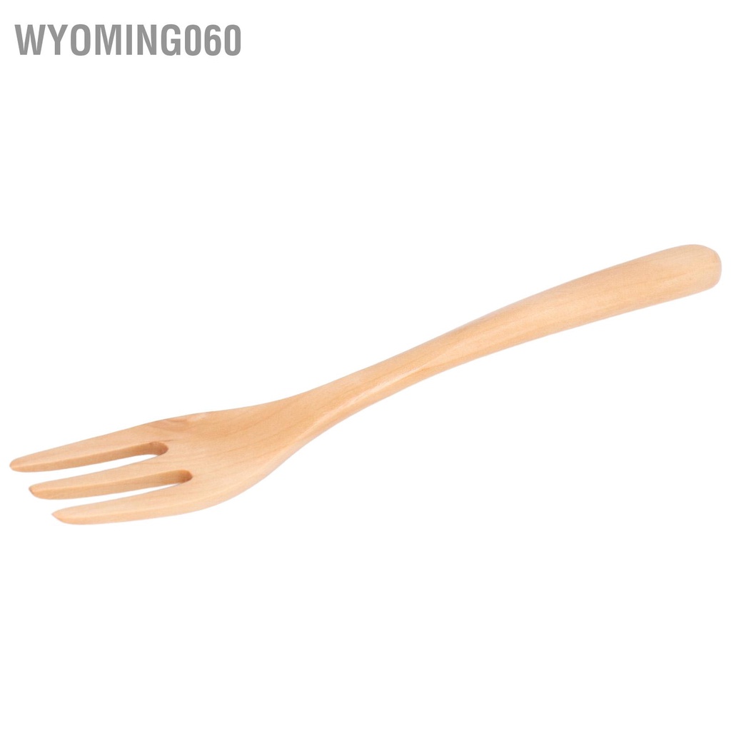 Wyoming060 Fruit Salad Fork Harmless Wooden Lunch Dessert Kitchen Cutlery for Office Outdoor