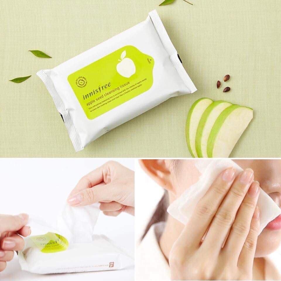 KHĂN GIẤY TẨY TRANG INNISFREE APPLE SEED 70G + Nuage