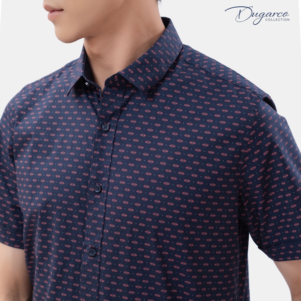 Áo sơ mi DUGARCO ngắn tay họa tiết cao cấp cotton nam 202SMS21048