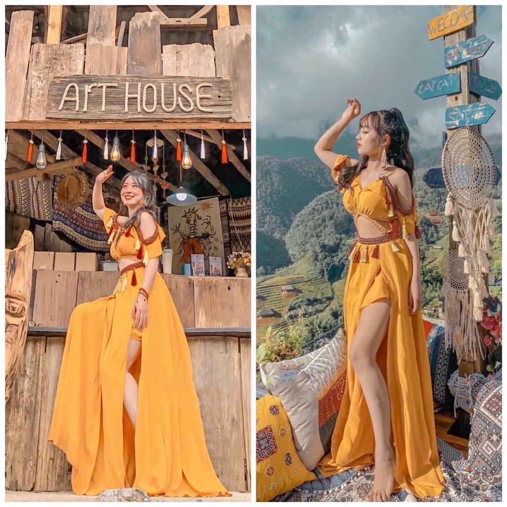 Đầm đi biển - Maxi thổ cẩm - Phong cách boho