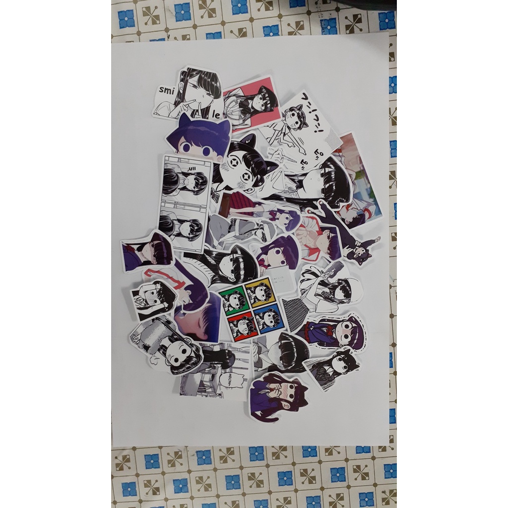 - Set 10/15/30/60  Sticker Komi / Komi-san wa anime Komi không thể giao tiếp dán trang trí