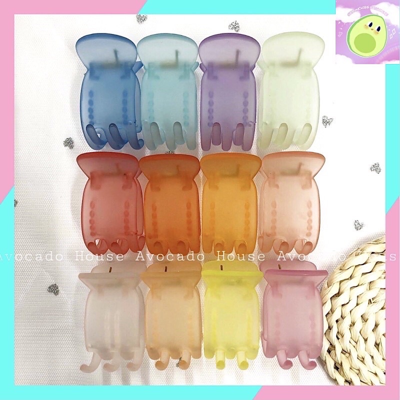 Lốc 12 cây kẹp tóc càng cua nhựa mờ màu cầu vồng 3 5 răng