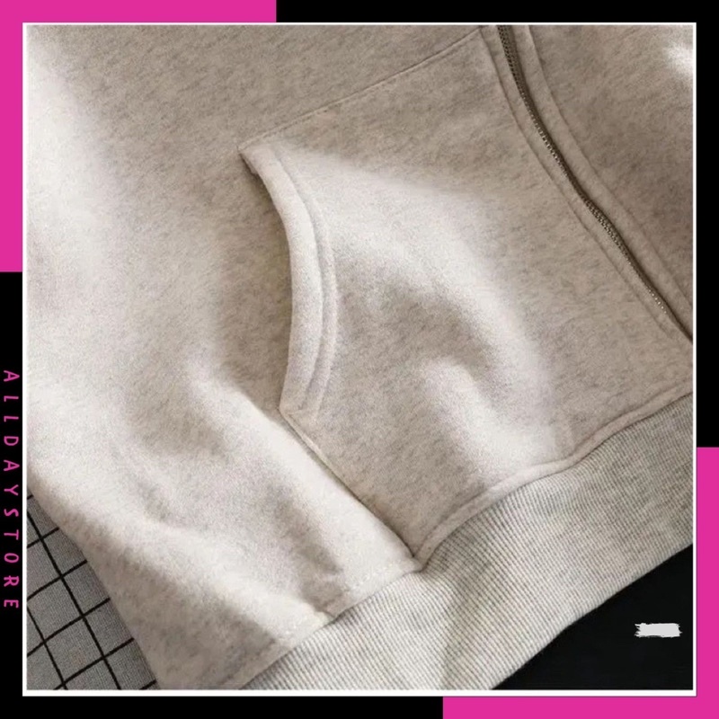 Áo khoác hoodie zip chữ thêu ullzang unisex,áo form rộng