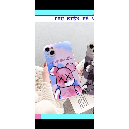 Ốp lưng hình gấu kaws cầu vồng cạnh vuông giả lp 13 5/5s/6/6plus/6s/7/7plus/8/8plus/x/xr/xs/11/12/pro/max/13promax