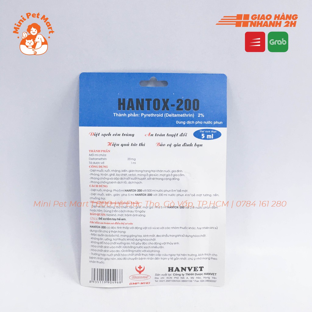 HANTOX 200 - Thuốc diệt ve rận, bọ chét, ruồi, muỗi, kiến, gián trong nhà