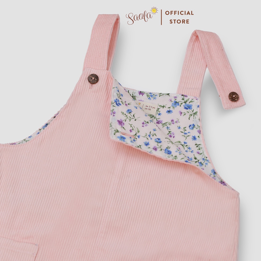 Chân Váy Yếm Màu Hồng Xinh Xắn Cho Bé Gái Chất Liệu Vải Nhung Tăm Cao Cấp -CHLOE PINAFORE - SCD005 - SAOLA KIDS CLOTHING