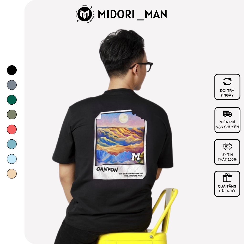 Áo thun form rộng tay lỡ Unisex Phông Nam Nữ C anyon Local Brand Chính Hãng Midori For Man