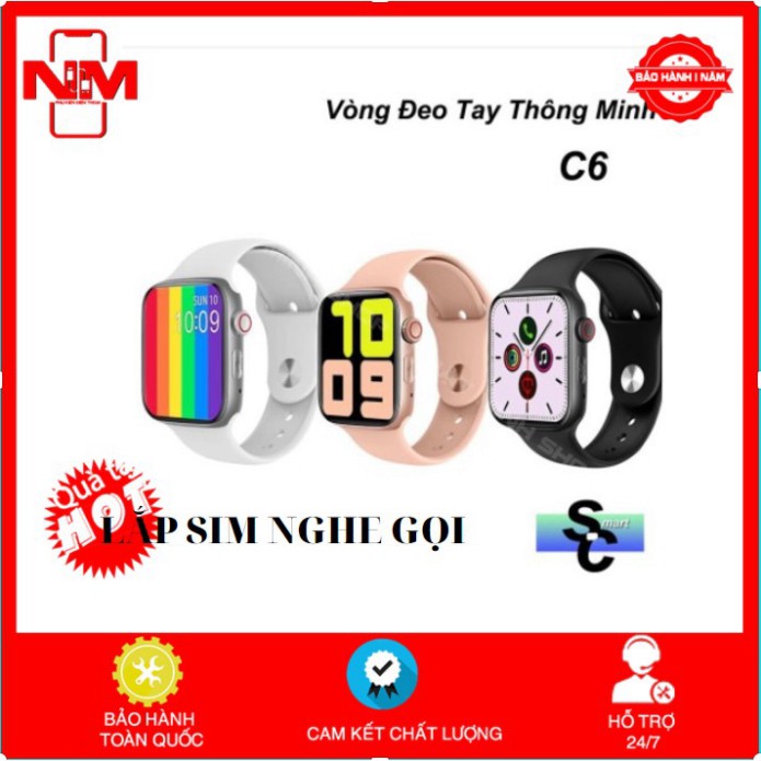 freeship 🌟Đồng Hồ Thông Minh C6 Chống Nước Hỗ Trợ Theo Dõi Sức Khỏe Kèm Phụ Kiện- Gắn sim nghe gọi -thay dây được-có Ti