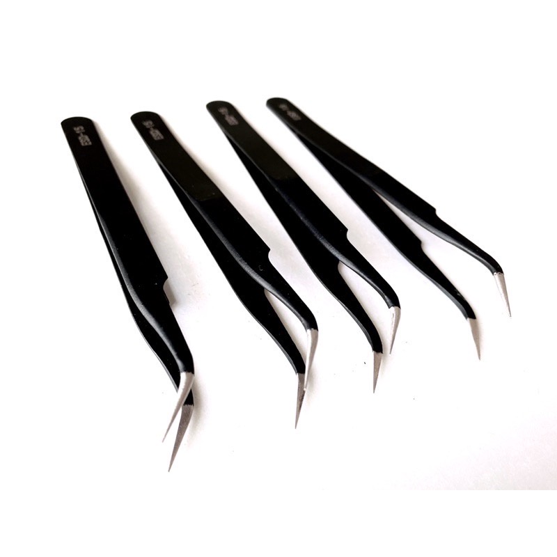 Nhíp Đen Đầu Thẳng Đầu Cong Chuyên Dụng Chất Liệu Thép Không Gỉ Cao Cấp