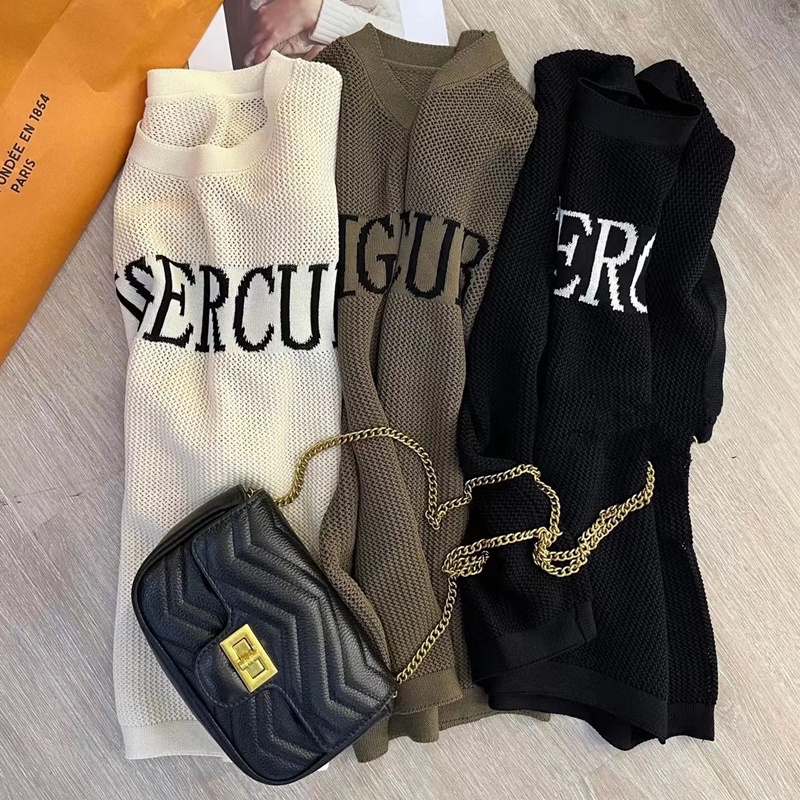 Áo sweater Mỏng Cổ Tròn Dáng Rộng Thiết Kế Chữ Cái Mới Của Hàn Quốc 2022