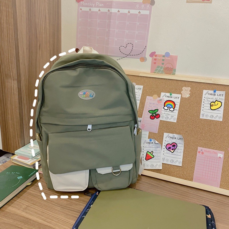 BL79-82/Balo ulzzang phong cách Hàn Quốc tặng kèm pin dễ thương chất liệu vải cao cấp chống thấm nước đi học đi chơi