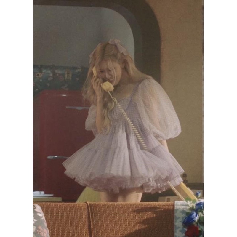 Đầm babydoll tím tay phồng giống Rosé Blackpink trong MV GONE