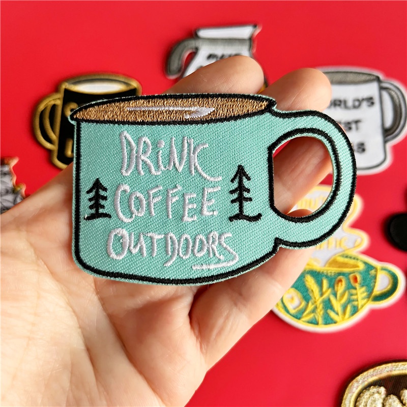 ☸ Miếng Dán Ủi Lên Cà Phê Hình Ly Cà Phê ☸ 1 Sticker Ủi Thêu Hình Latte