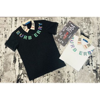 [ SALE - FREE SHIP ] ÁO THUN CÓ CỔ NAM NỮ BURBERRYY PHẢN QUANG HÌNH THÊU CHỮ CỔ SỌC CỰC NGẦU, 100% VẢI COTTON CAO CẤP