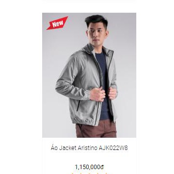 Áo khoác gió nam hai lớp ARISTINO TAG 1150K mũ tháo rời màu xám AJK022w8