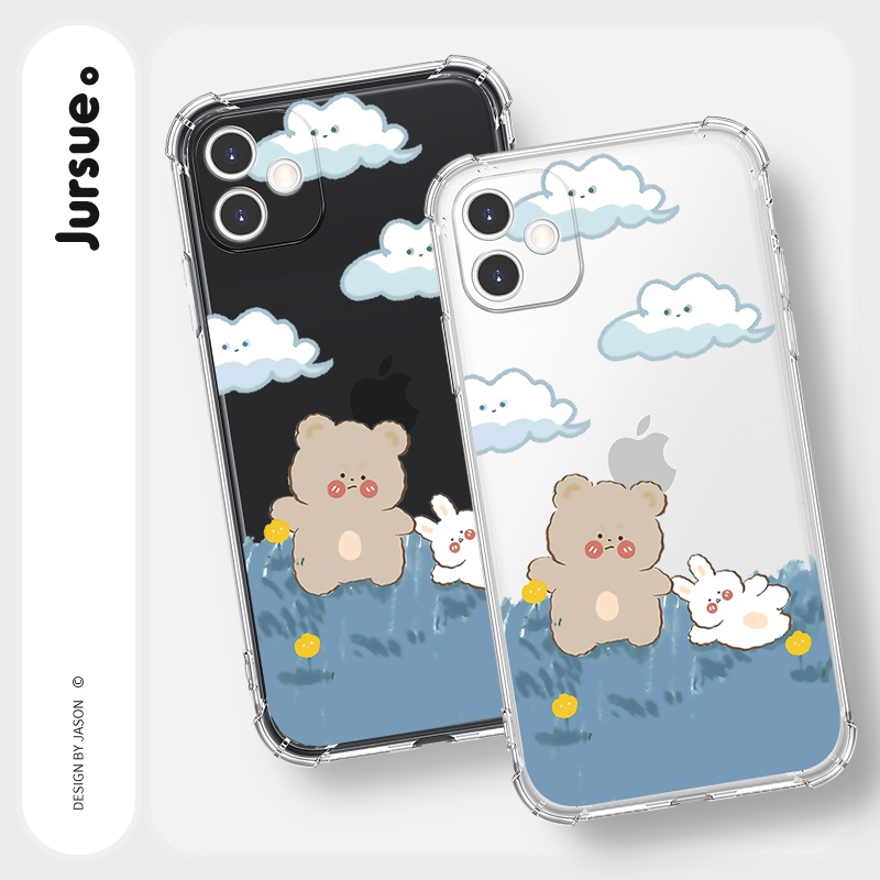 Ốp lưng JURSUE chống sốc hoạt hình dễ thương đẹp cho iPhone 13 12 11 Pro Max SE 2020 X XR XS ip 8 7 6 6S Plus kute Y191