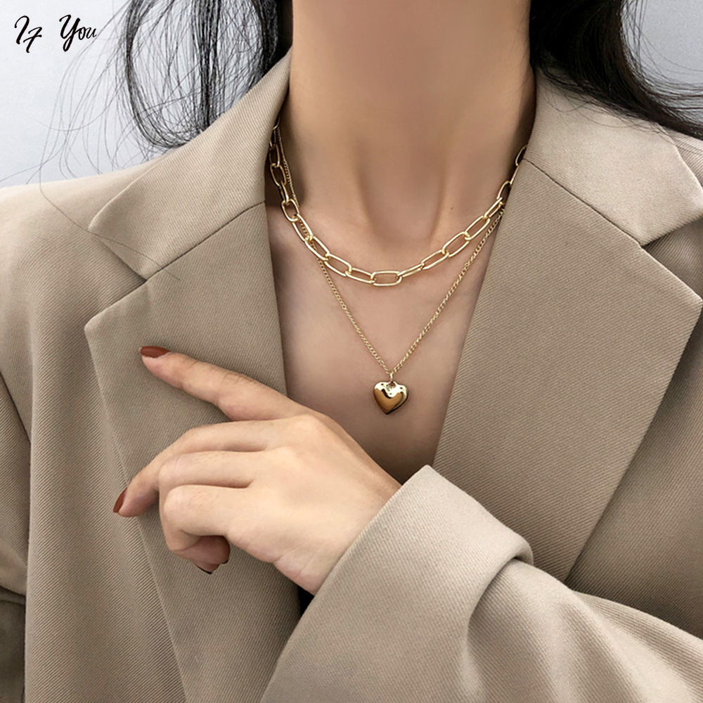 Dây chuyền AY nhiều lớp mạ vàng/ bạc thời trang Hàn Quốc cho nữ