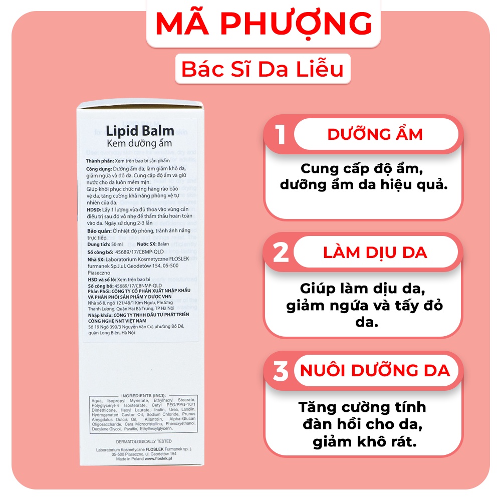 Kem dưỡng ẩm cho da khô Floslek Emoleum Lipid Balm