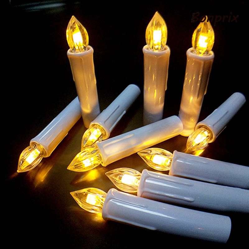 Đèn LED hình nến điều khiển từ xa ánh sáng ấm áp 10cm có chế độ hẹn giờ dùng trang trí tiệc sinh nhật/ Noel/ nhà hàng