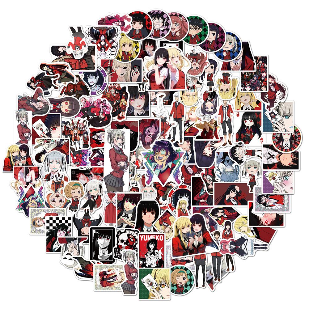 Set 50 / 100 Phim hoạt hình Kawaii Eiga Kakegurui Stickers Máy tính xách tay vali văn phòng phẩm Stickers không thấm nước album đồ chơi sinh nhật cho trẻ em