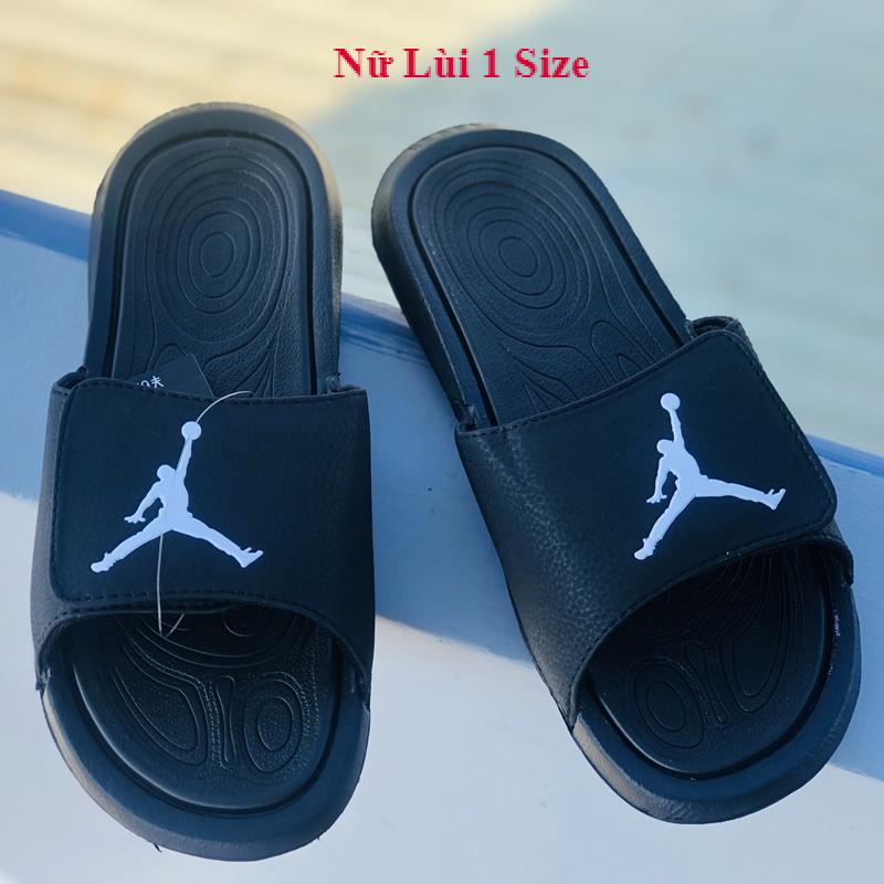 Dép jordan hydro ❤️FREESHIP + LÙI 1 Size + HỘP❤️ quai ngang bóng rổ nam nữ JD6 Full đen logo trắng