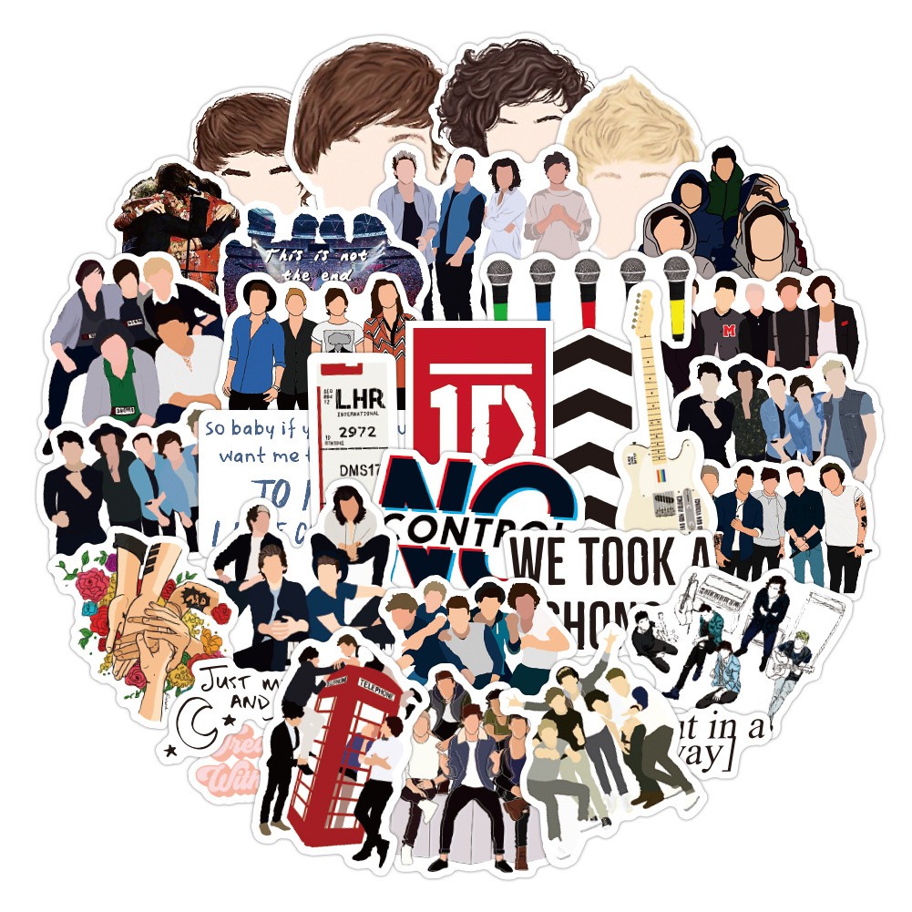 Y&P| Bộ 50 nhãn dán họa tiết hoạt hình One Direction