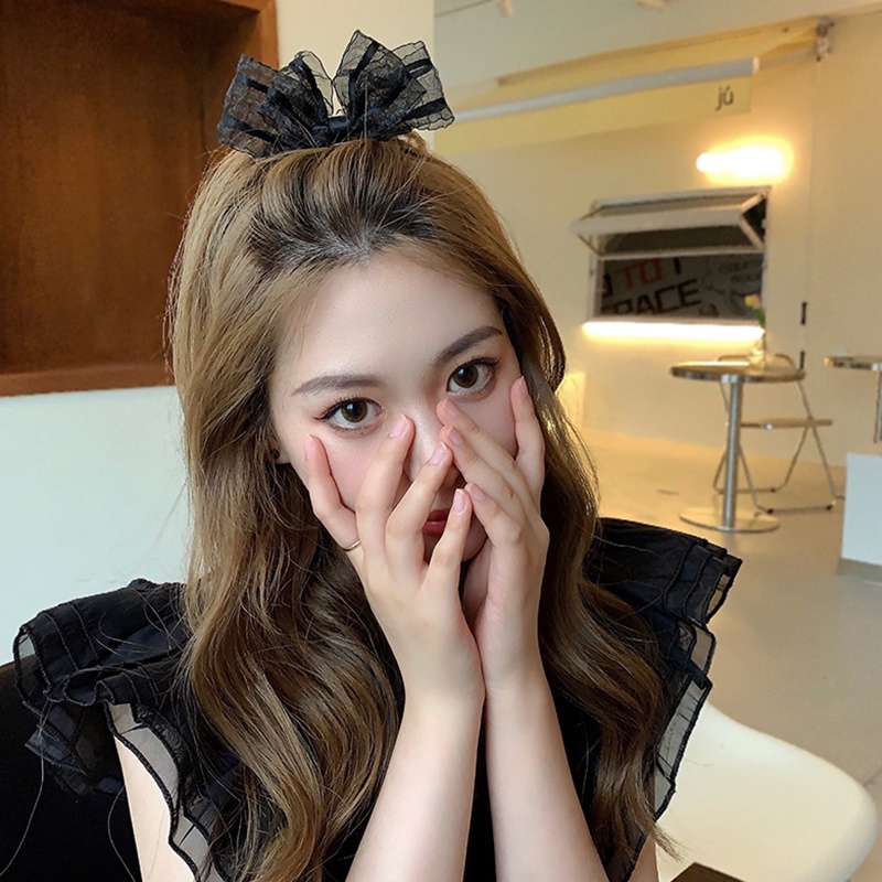 1 cặp kẹp tóc nơ ren dễ thương phong cách Hàn Quốc