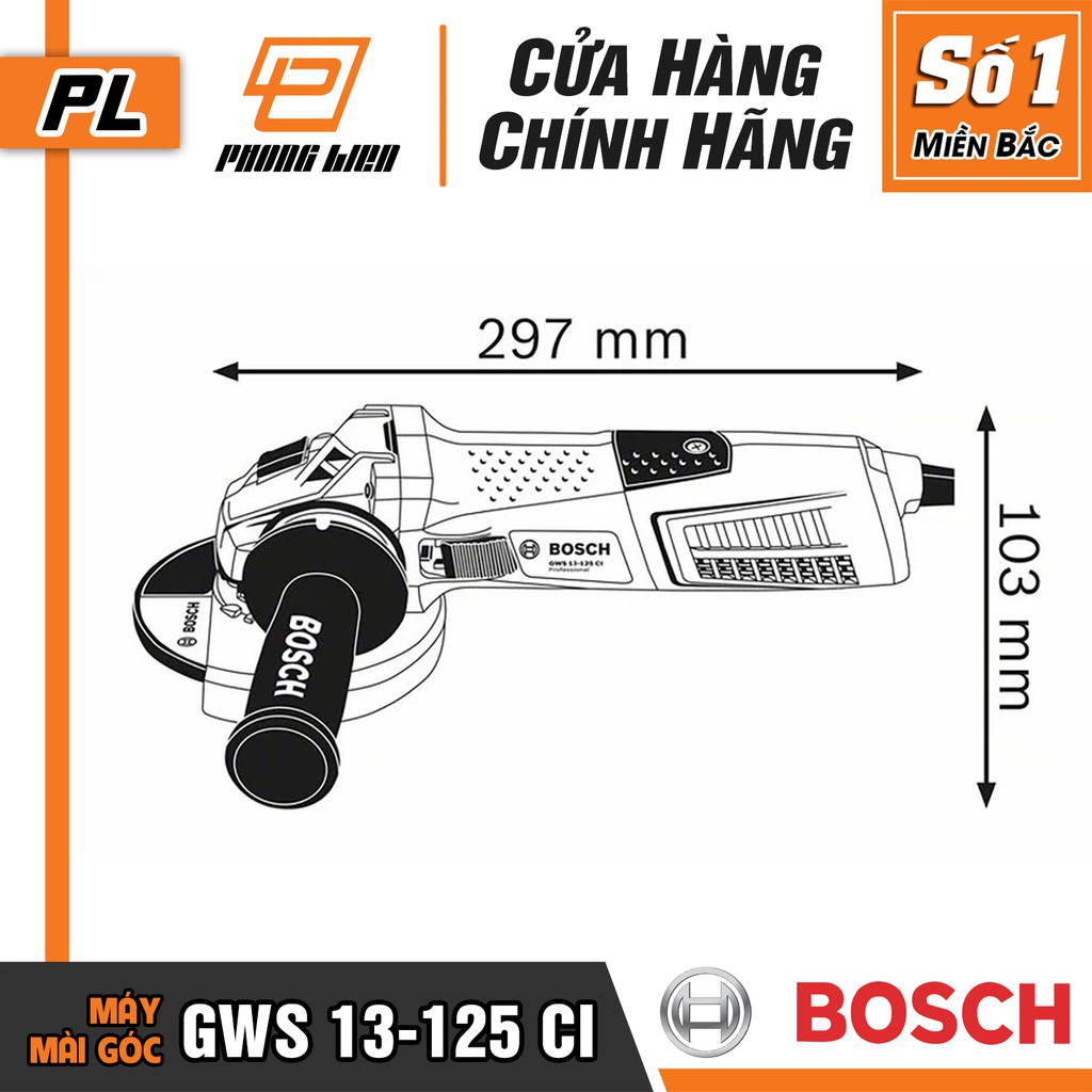 Máy Mài Góc Bosch GWS 13-125 CI (125MM-1300W) - Công Nghệ Giảm Rung - Hàng Chính Hãng