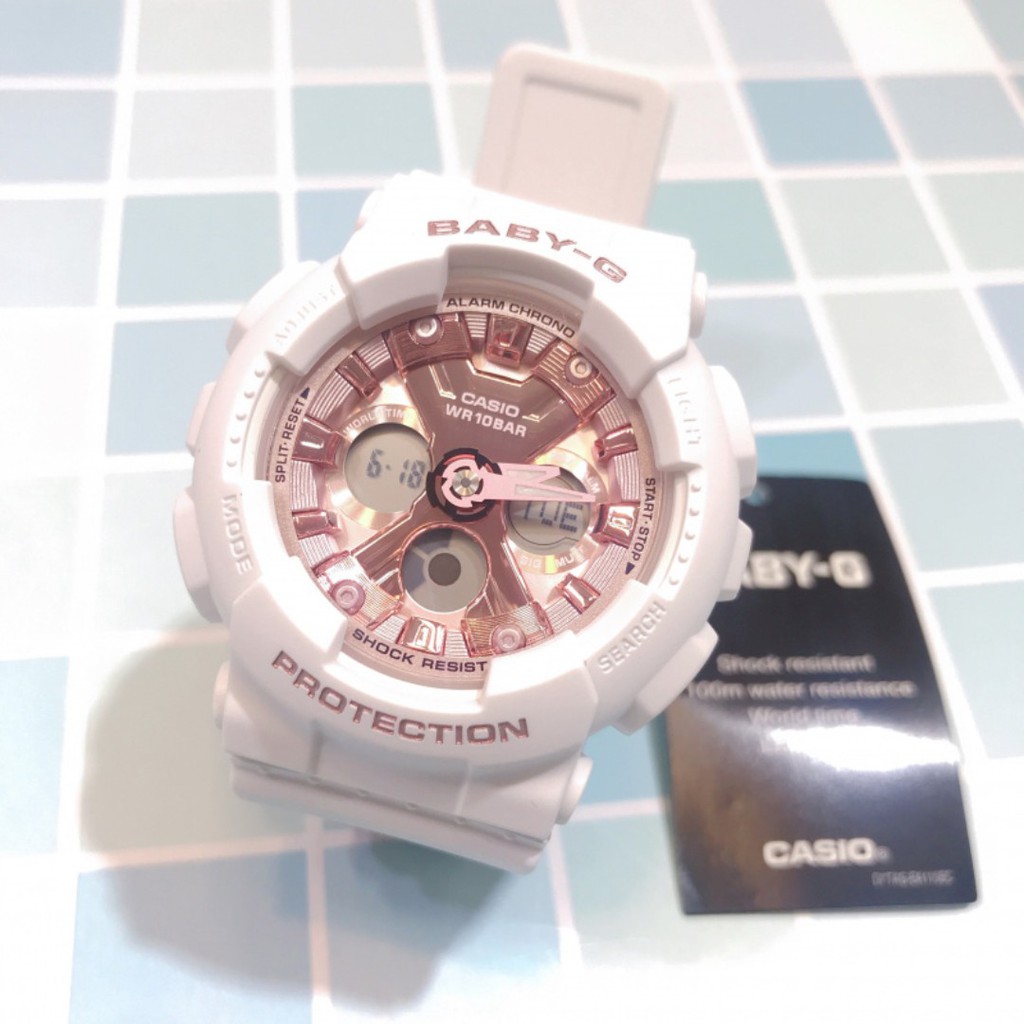 Đồng Hồ Nữ Casio Baby G BA-130-7A1 Dây Nhựa - Nền Mặt Mạ Vàng Hồng