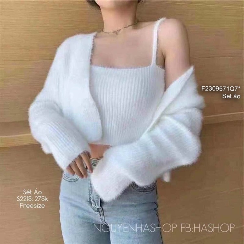 Set áo len lông cardigan kèm áo trong hàng nhập đẹp!XẢ HÀNG TẾT!!!