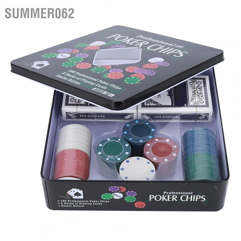 [Hàng Sẵn] 100PCS Poker Chips Cards with Portable Carrying Case for Texas Holdem Black Jack 【Summer062】