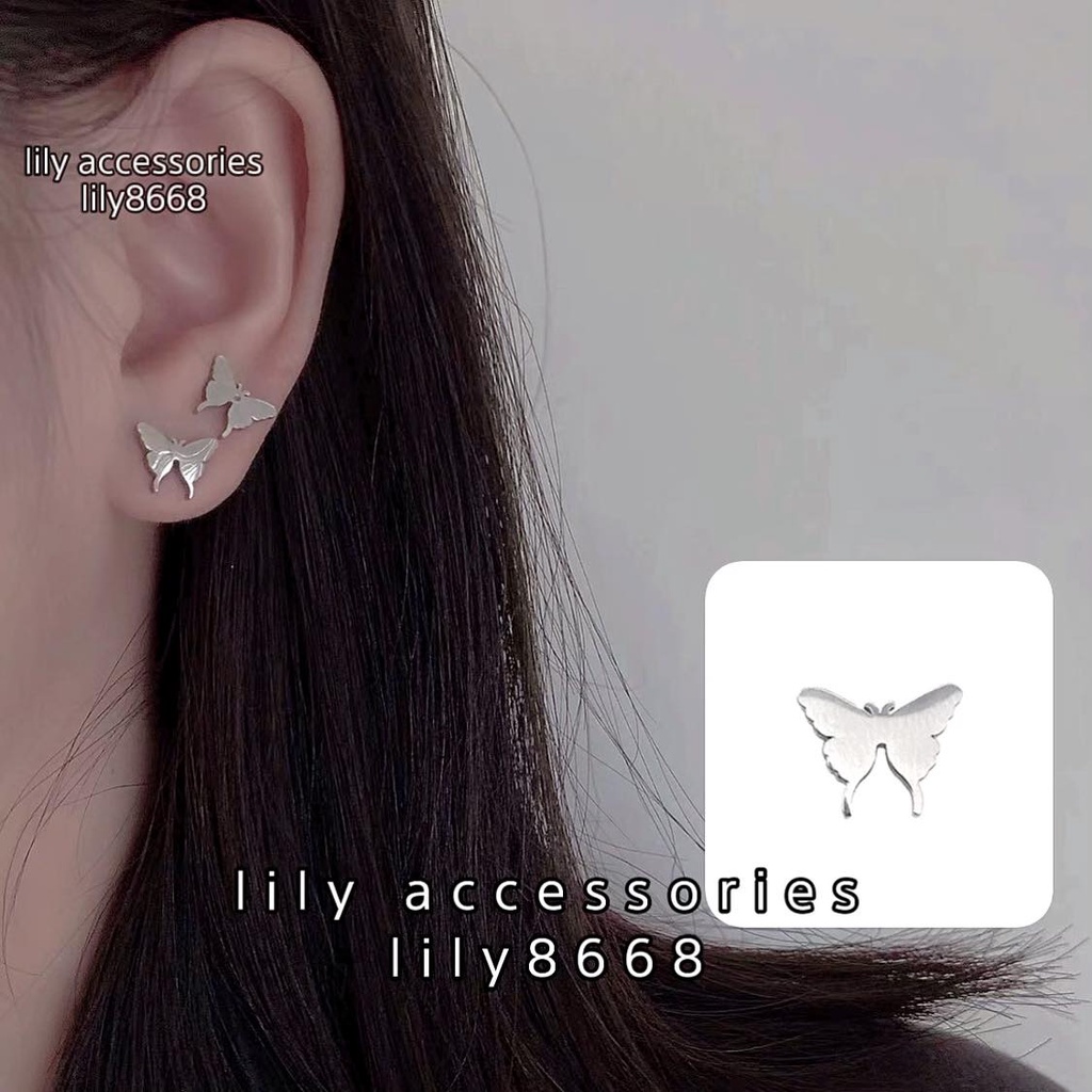 Butterfly Earring khuyên tai titan hình con bướm không gỉ không đen không dị ứng