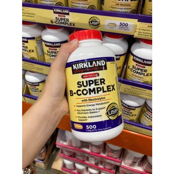 Viên uống bổ Vitamin tổng hợp Super B-Complex with Electrolytes Kirkland 500 viên