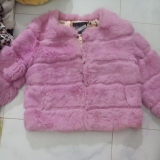 áo khoác lông thỏ màu hồng tím bán trên shoppee live