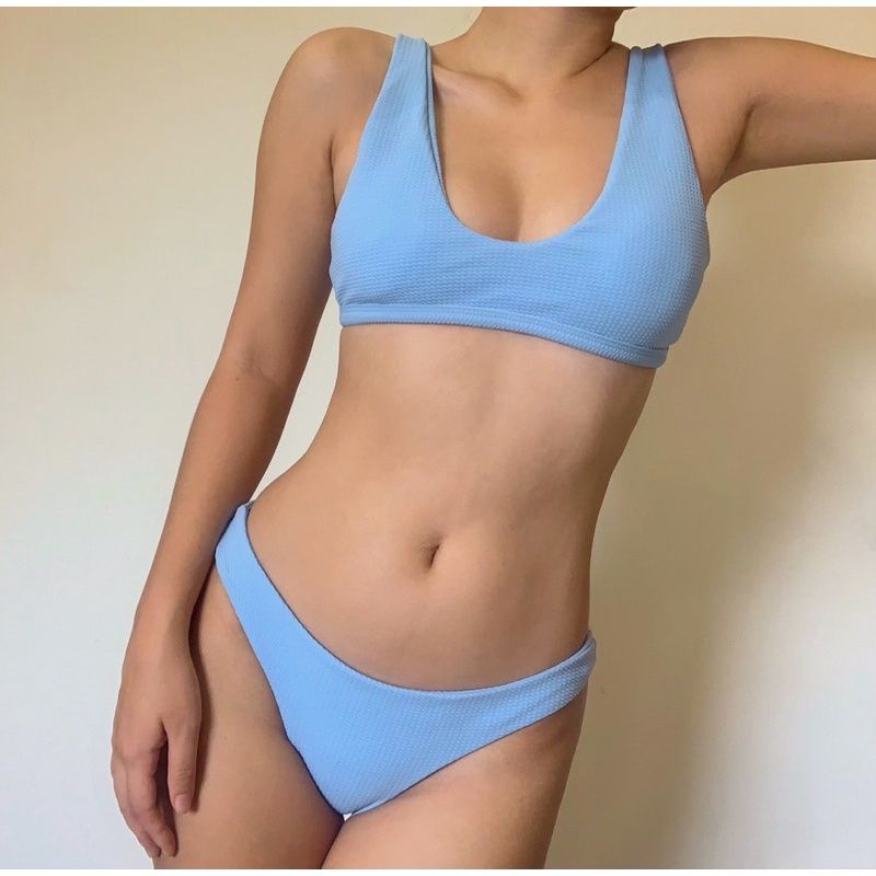 Bikini 2 Mảnh Tam Giác Trơn Pastel Sáng Da
