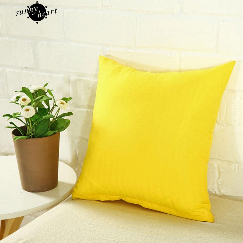 Vỏ gối vuông vải lanh màu trơn dễ thương cho trang trí sofa