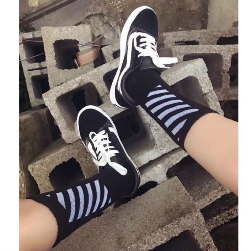 VỚ OFF WHITE CỔ CAO UNISEX 2 MẶT