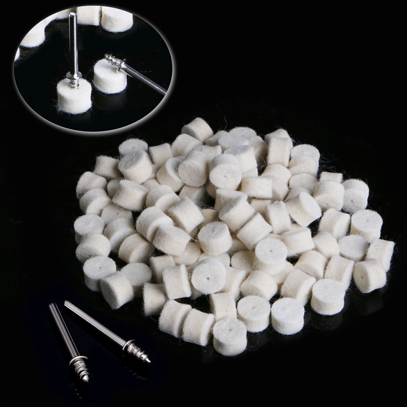 Bộ 100 Bông Len Đánh Bóng 13mm + 2 Đầu Mài