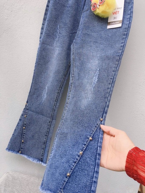 Quần jeans loe móc cú xinh yêu cho bé gái - QLMC