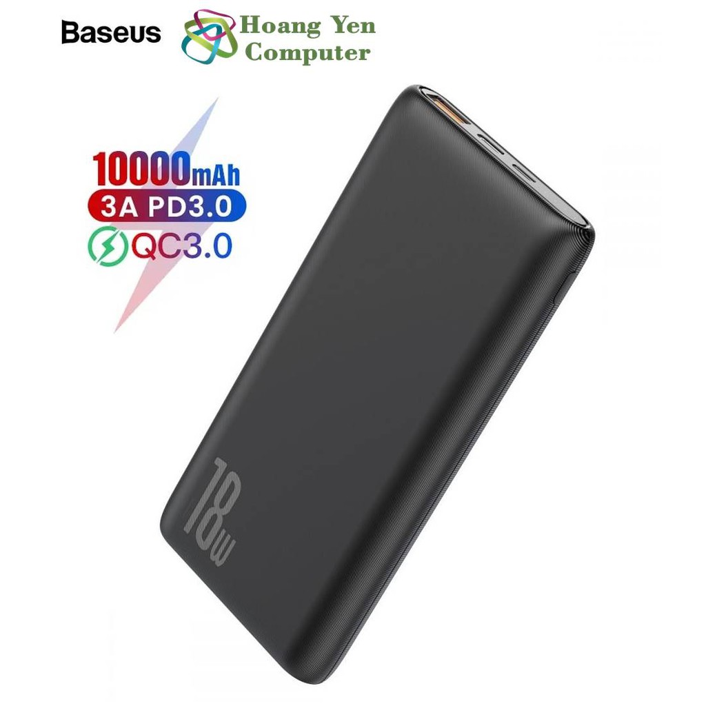 Sạc Dự Phòng Baseus Bipow 10000Mah (Sạc Nhanh QC3.0, PD 18W) 2 Cổng Sạc Vào, 1 Cổng Sạc Ra - Hoàng Yến Computer