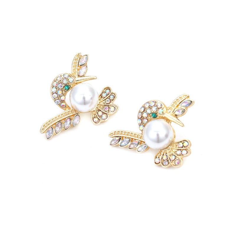 Bông Tai Hình Chim Ruồi Đính Ngọc Trai Giả Nhiều Màu Sắc Dành Cho Nữ