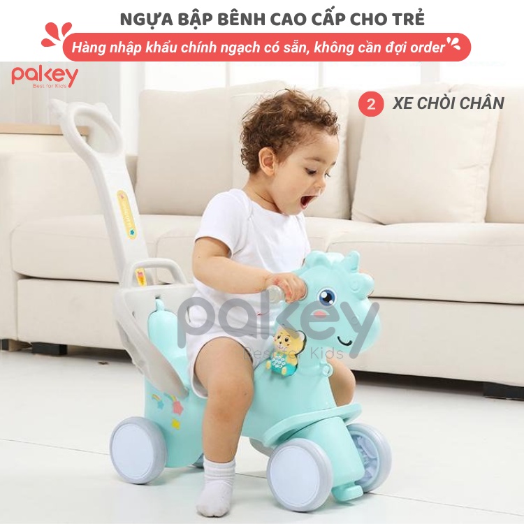 Ngựa bập bênh 3 in 1 có thể bập bênh, xe đẩy, chòi chân FULL nhạc đệm giá chắn an toàn