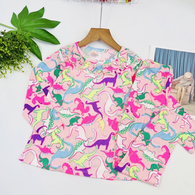 Đồ bộ tay dài bé gái❤️bộ bé gái size đại, cổ phối bèo cổ dễ thương 18-40kg J344