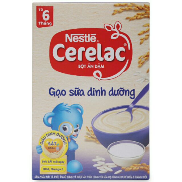 Bột ăn dặm Cerelac gạo sữa tặng yếm ăn dặm