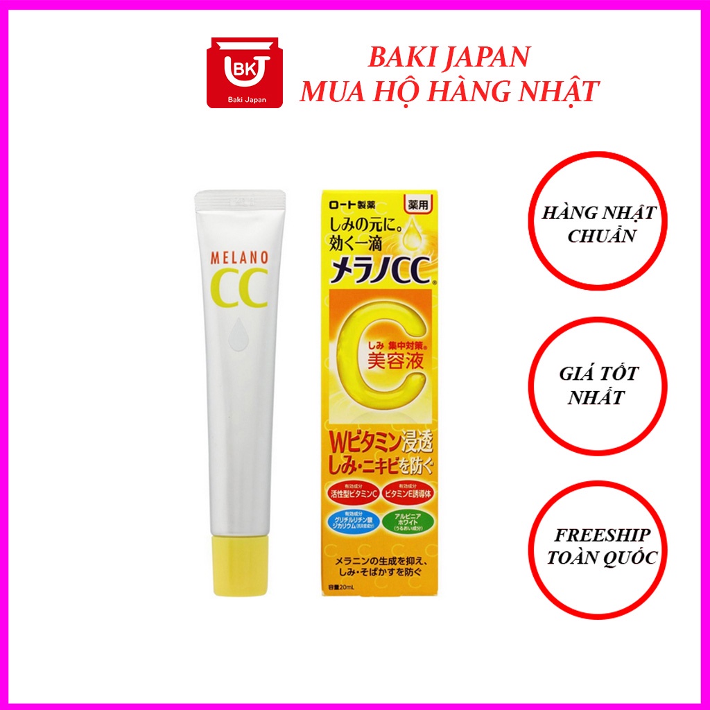 Serum vitamin C melano, Tinh chất dưỡng trắng chống thâm mờ nám CC Melano Nhật bản 20ml