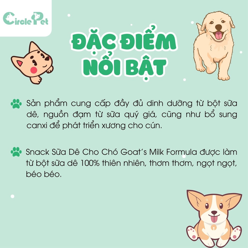Snack Sữa Dê Cho Chó Goat's Milk Formula Bánh Thưởng Bổ Sung Canxi Phát Triển Xương Gói 500g - Circle Pet