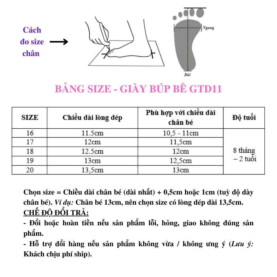 Giày búp bê bé gái da mềm Bunny Store, giày cho bé gái phù hợp cho bé tập đi từ 8 tháng đến 2 tuổi chống trượt GTD11